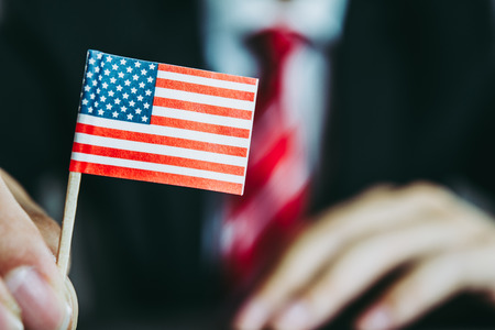 American flag and men suitsの写真素材