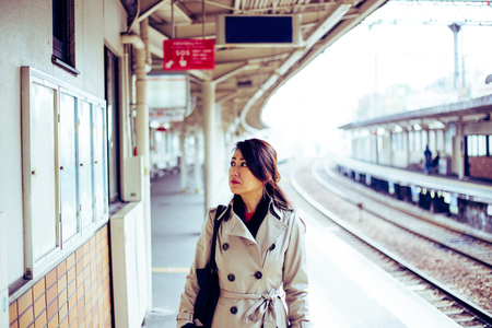 Asian female traveler in Japanの写真素材