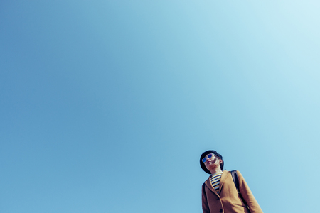 Asian female traveler in Japanの写真素材