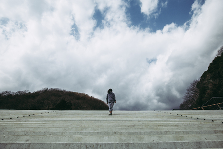 fitness woman and skyの写真素材