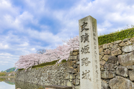 Hyogo,Japan - April 1, 2018: Himeji Castle and Cherry Blossoms in Hyogo, Japan. The castle is one of Japan's most famous landmarks.のeditorial素材