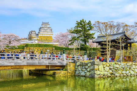 Hyogo,Japan - April 1, 2018: Himeji Castle and Cherry Blossoms in Hyogo, Japan. The castle is one of Japan's most famous landmarks.のeditorial素材