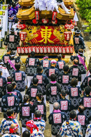 Hyogo, Japan - 14 April 2018 - Takarazuka danjiri parade at Hyogo Japan.Danjiri Matsuri are cart-pulling festivals held in Japan.のeditorial素材