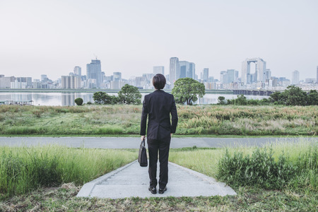 Urban landscape and suit menの写真素材