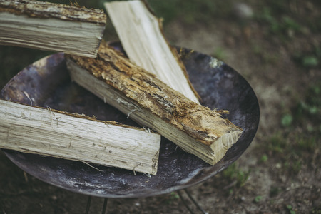 Camp outdoor firewoodの写真素材