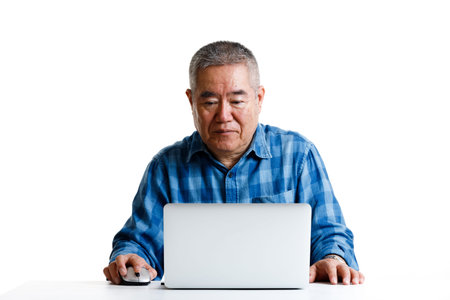 Laptops and Asian senior men