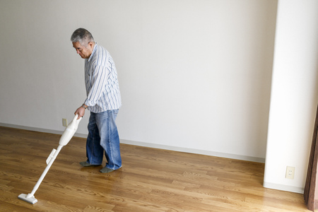 Senior men cleaningの写真素材