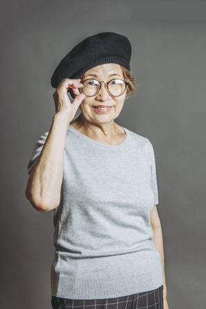 Fashionable senior Japanese womenの写真素材