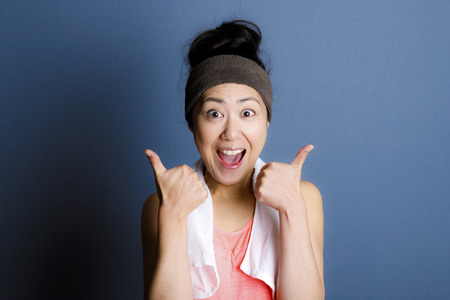 smiling sporty femaleの写真素材