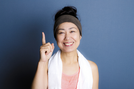smiling sporty femaleの写真素材
