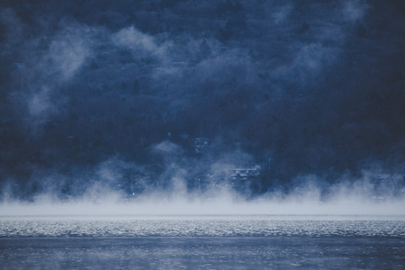 Lake and morning fogの写真素材