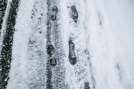 Snow and footprints