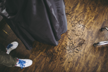 Floor and cut hairの写真素材