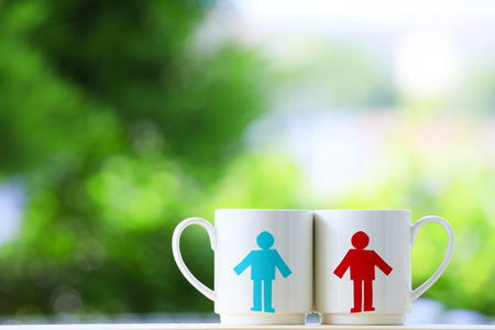 Men and women and cupsの写真素材
