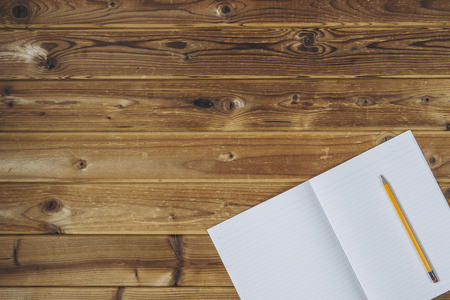 Wood and stationeryの写真素材