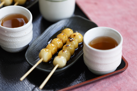 Mitarashi dumplings and Japanの写真素材