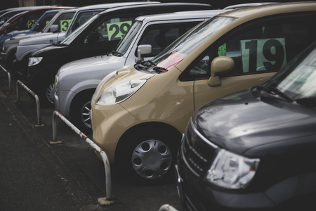 Line up and carの写真素材