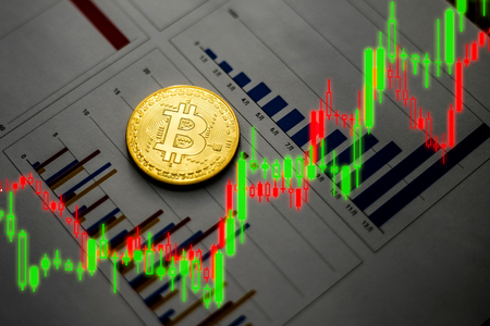 Bitcoin and chartの写真素材