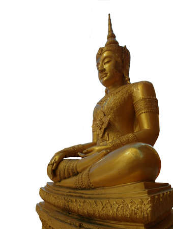 gold Buddha on white backgroundの写真素材