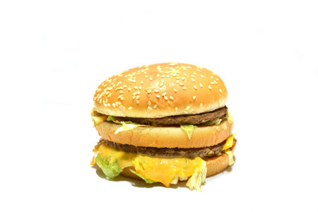 Beef Burger on white backgroundの写真素材