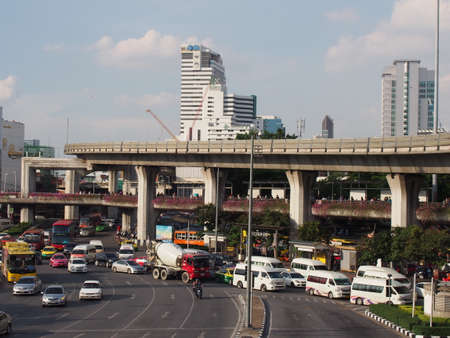 BANGKOK, THAILAND - Traffic at the Victory monument on September 20, 2014のeditorial素材