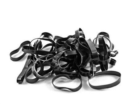 Black Rubber Band For Bundling Hair on Isolate Blackgroundの写真素材