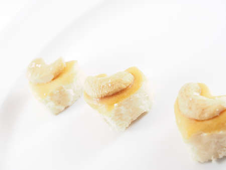 Cashew Nut CookieThree Piece are Arranged on White Dishの写真素材