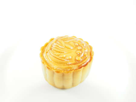 Mini Moon Cake on white backgroundの写真素材