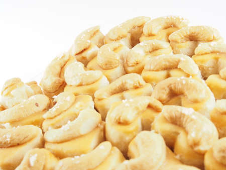 Cashew Nut Cookie with Original Flavor on Heart Patternの写真素材
