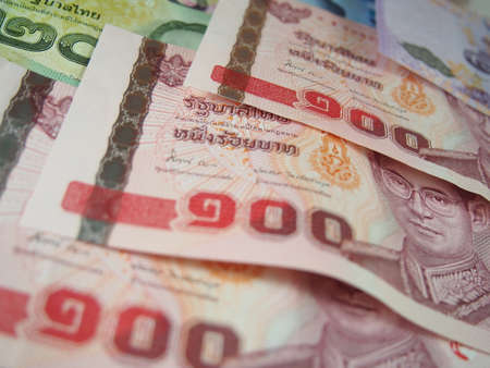100 Banknotes of Thai Baht Money Backgroundの写真素材
