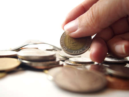 Take money, thai baht coinの写真素材
