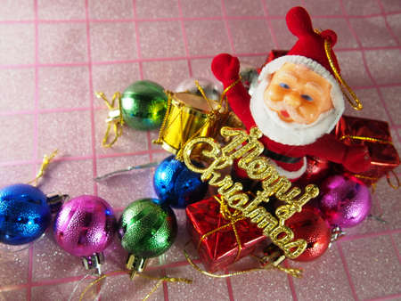 Merry Christmas tag, Santa Claus celebrate on Decemberの写真素材