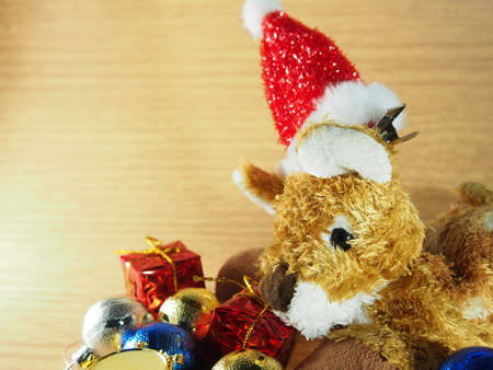 Dog doll with red hat, Christmas ornamentの写真素材