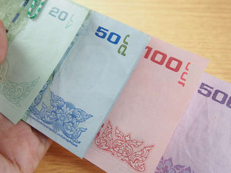 Bank bills, Thai baht money collection, economic financeの写真素材