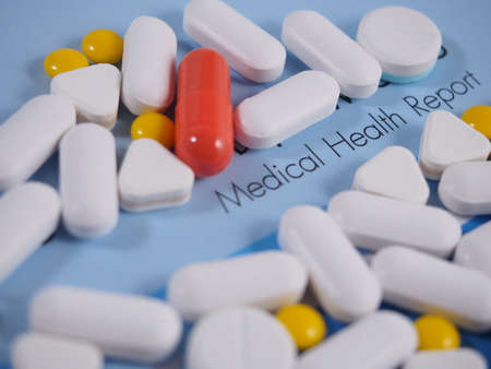 Medical health report with pills, result of check up annual and care for healthy concept
の写真素材