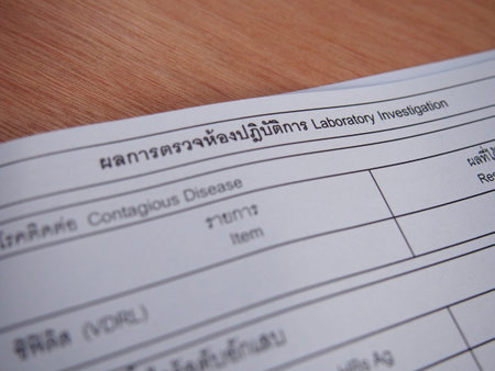 Paper of Laboratory investigation, result of check up blood and urine concept