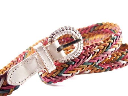 White buckle with pink tone of woven belt, modern fashion design, isolated on white background
の写真素材