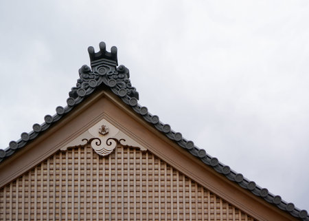 Gable of a Traditional Japanese Templeの写真素材