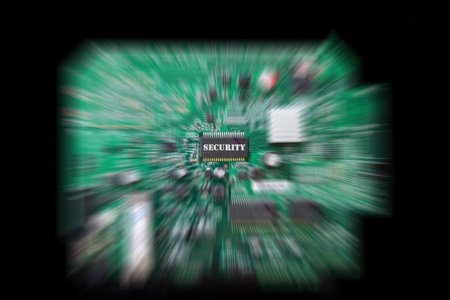 Circuit board with security chip in radial blur