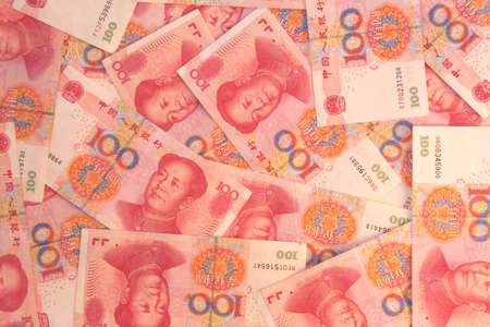 Chinese money background with 100 RMB billsの写真素材