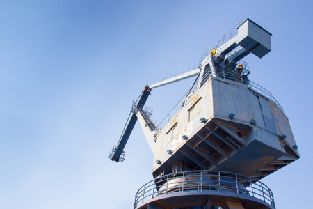 Huge crane on blue sky in the shanghai harbor