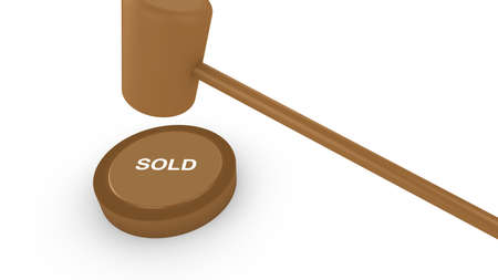 Hammer smashing on sold sign concept for auctionの写真素材