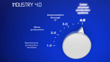 Industry 4.0 concept illustration infographic circular scale with industrial revolutionsの写真素材