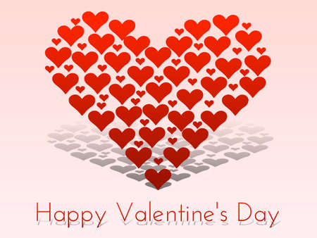 Happy valentines day card with hearts shaping a heartの写真素材