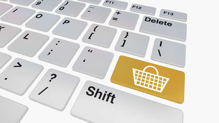 Keyboard with blue sell buttonの写真素材