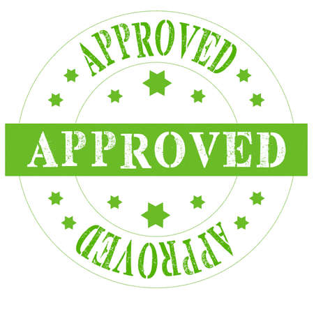 Green seal approved on white backgroundの写真素材