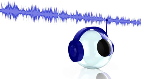 Music streaming concept headphone listening to music streamの写真素材