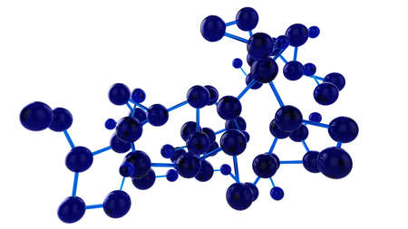 Dark blue glass balls interconnected 3d render on white background network conceptの写真素材