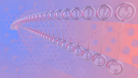 Red strain on blue pink background abstract 3d renderの写真素材