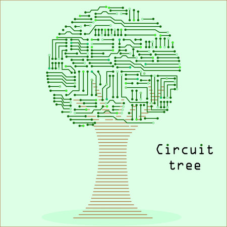 Round tree made of a circuit board pattern vector illustrationのイラスト素材